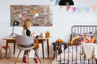 Magnetic dry erase board brick wall design