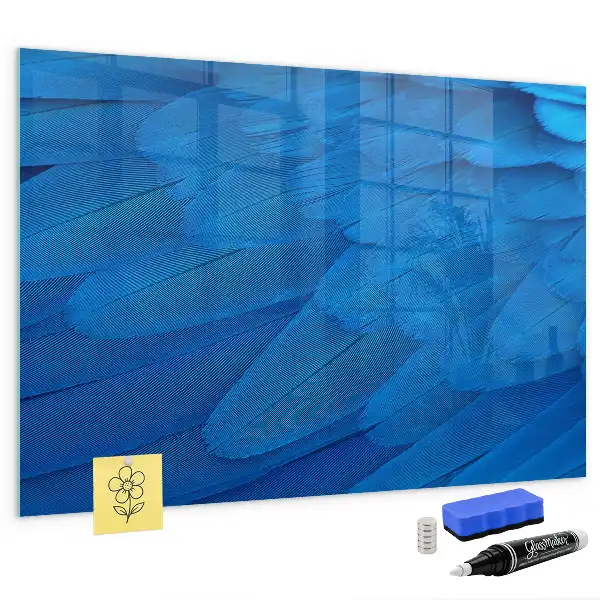 Magnetic dry erase board with bird feathers design