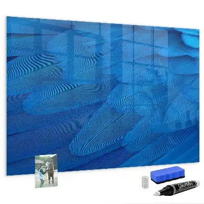 Magnetic dry erase board with bird feathers design