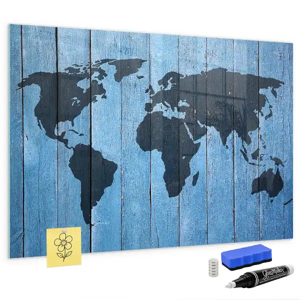 Magnetic dry erase board world map design