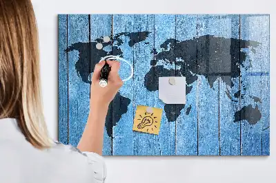Magnetic dry erase board world map design