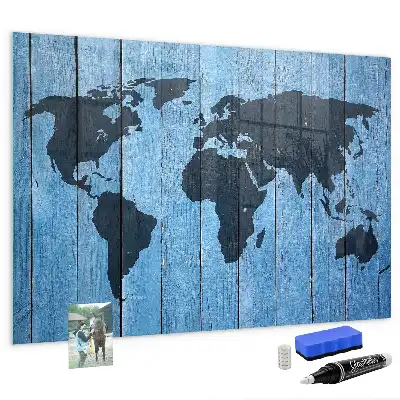 Magnetic dry erase board world map design