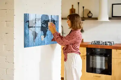 Magnetic dry erase board world map design