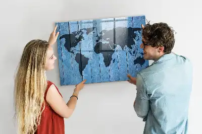 Magnetic dry erase board world map design