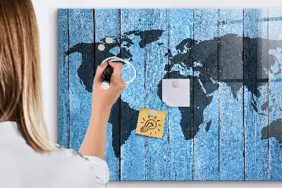 Magnetic dry erase board world map design