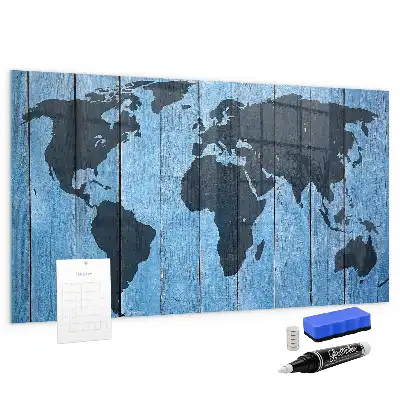 Magnetic dry erase board world map design