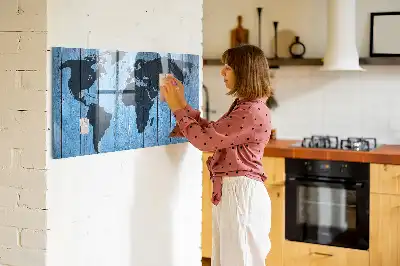 Magnetic dry erase board world map design