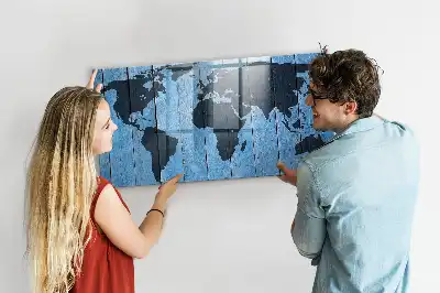 Magnetic dry erase board world map design