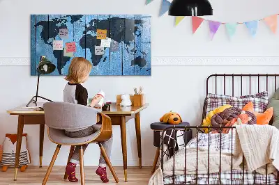 Magnetic dry erase board world map design