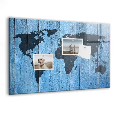 Magnetic dry erase board world map design