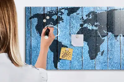 Magnetic dry erase board world map design