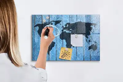 Magnetic dry erase board world map design