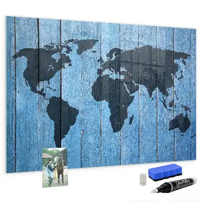 Magnetic dry erase board world map design