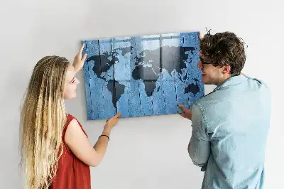Magnetic dry erase board world map design
