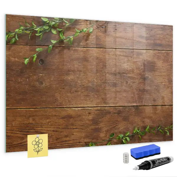 Magnetic dry erase board with a rustic wood frame