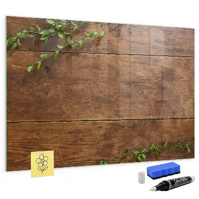 Magnetic dry erase board with a rustic wood frame