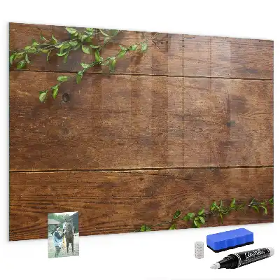 Magnetic dry erase board with a rustic wood frame