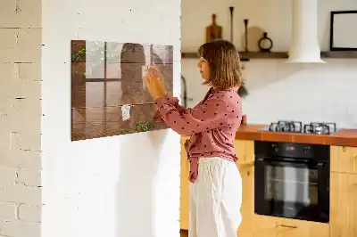 Magnetic dry erase board with a rustic wood frame