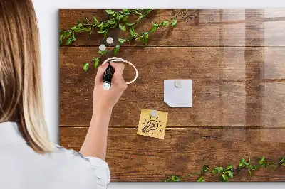 Magnetic dry erase board with a rustic wood frame