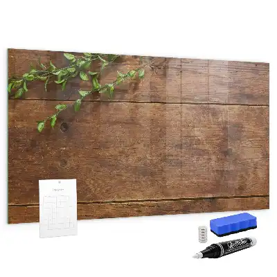 Magnetic dry erase board with a rustic wood frame