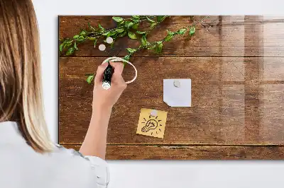 Magnetic dry erase board with a rustic wood frame
