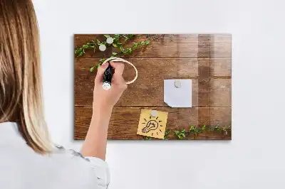 Magnetic dry erase board with a rustic wood frame