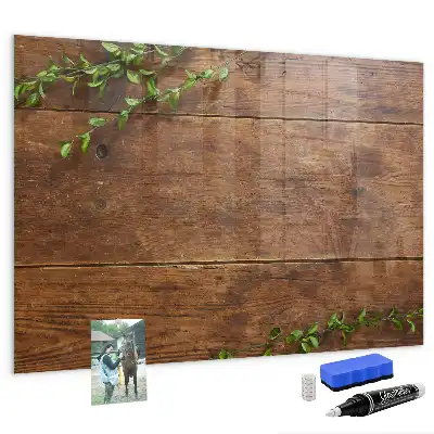 Magnetic dry erase board with a rustic wood frame