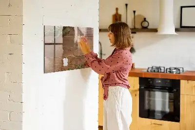 Magnetic dry erase board with a rustic wood frame
