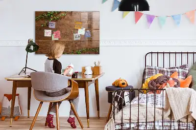 Magnetic dry erase board with a rustic wood frame