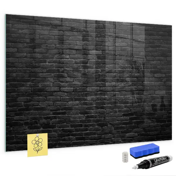 Magnetic dry erase board dark brick wall design