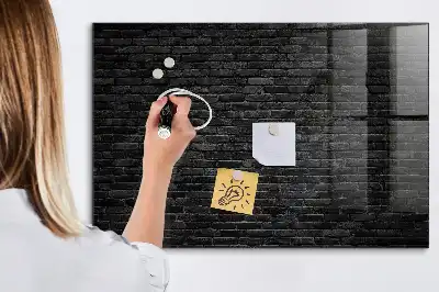Magnetic dry erase board dark brick wall design