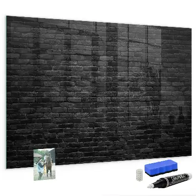 Magnetic dry erase board dark brick wall design