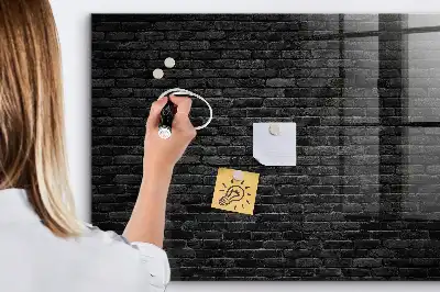 Magnetic dry erase board dark brick wall design