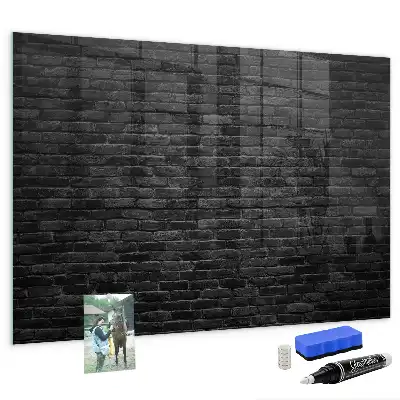 Magnetic dry erase board dark brick wall design