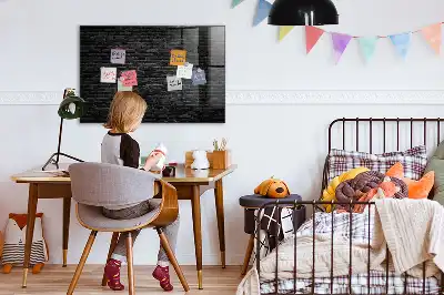 Magnetic dry erase board dark brick wall design