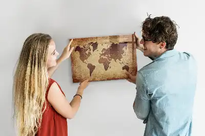 Magnetic dry erase board with an old world map design