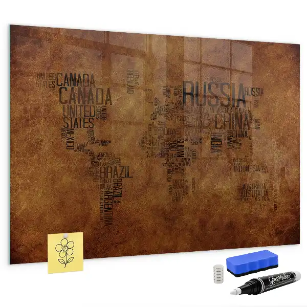 Magnetic erase board with map and country names
