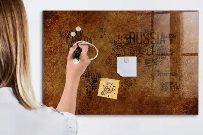 Magnetic erase board with map and country names