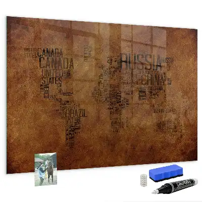 Magnetic erase board with map and country names