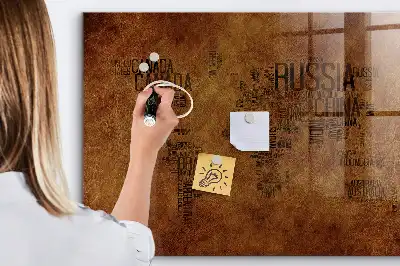 Magnetic erase board with map and country names
