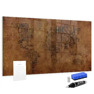 Magnetic erase board with map and country names