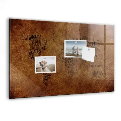 Magnetic erase board with map and country names