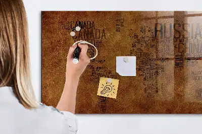 Magnetic erase board with map and country names