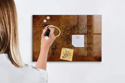 Magnetic erase board with map and country names
