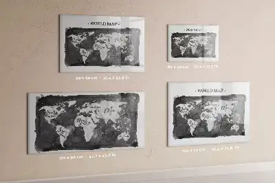 Magnetic dry erase board retro world map design