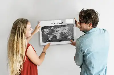 Magnetic dry erase board retro world map design