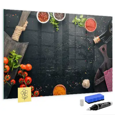 Magnetic dry erase board for kitchen accessories