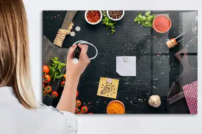 Magnetic dry erase board for kitchen accessories