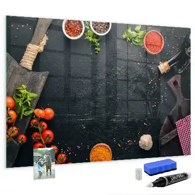 Magnetic dry erase board for kitchen accessories