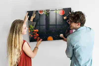 Magnetic dry erase board for kitchen accessories